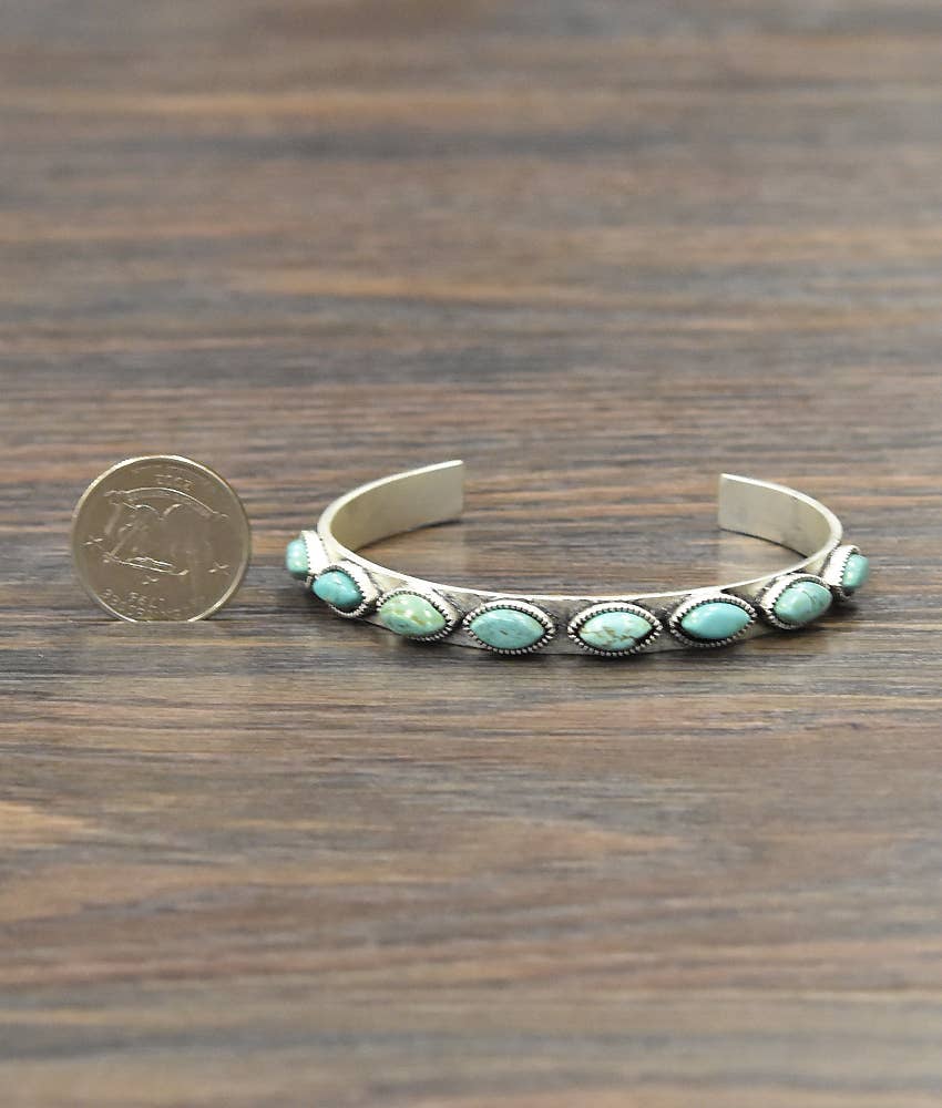 Sideway Oval Turquoise Cuff
