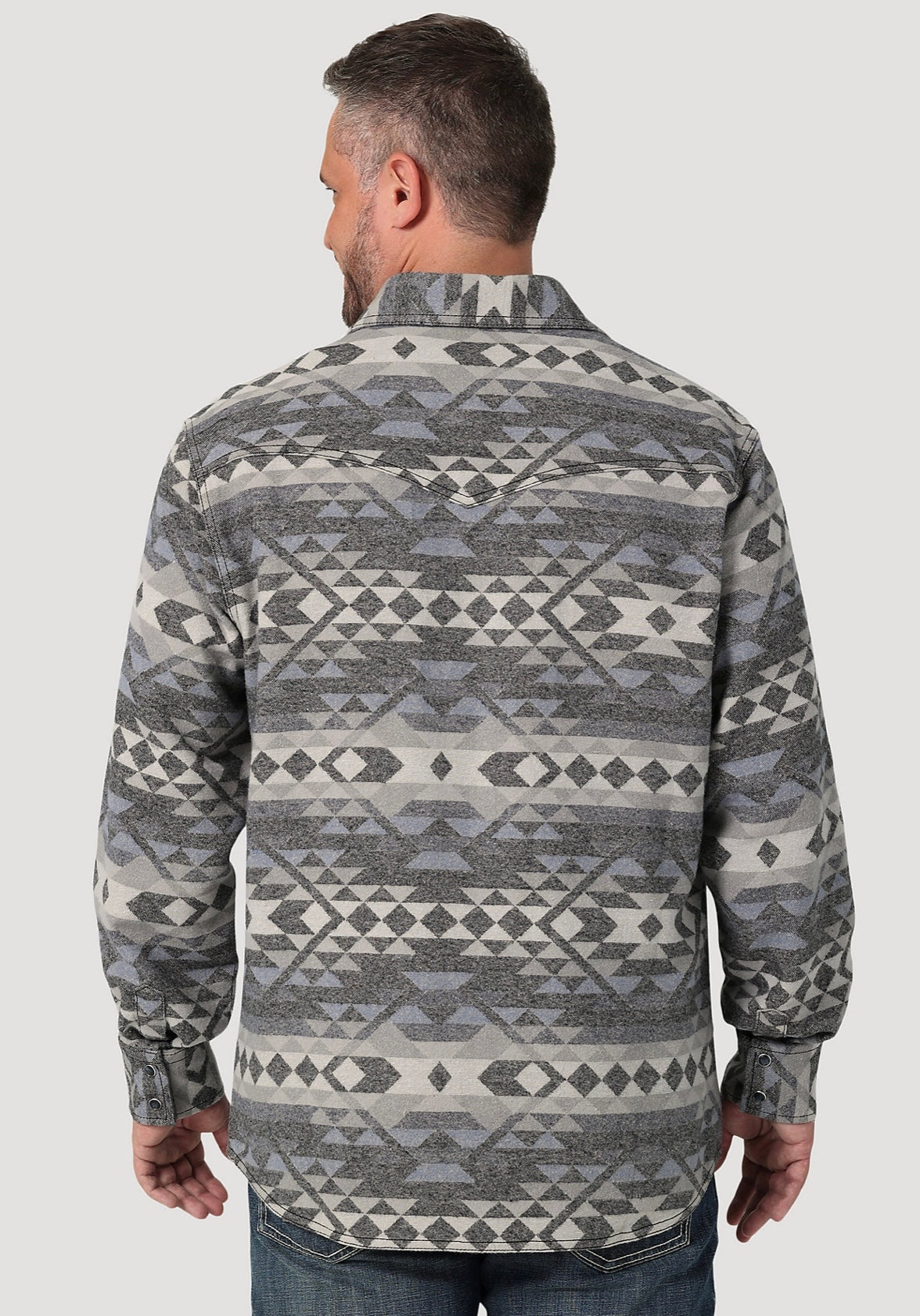 Grey Aztec Pearl Snap