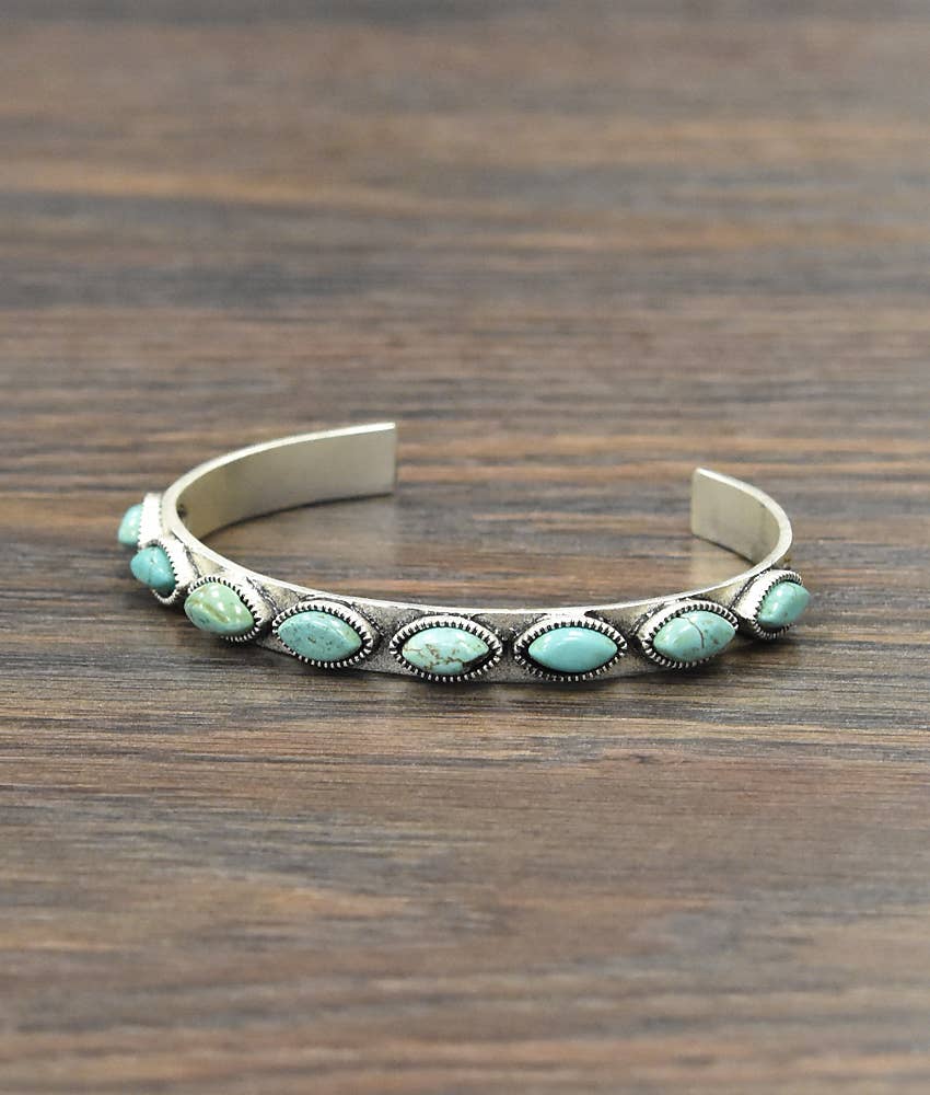 Sideway Oval Turquoise Cuff