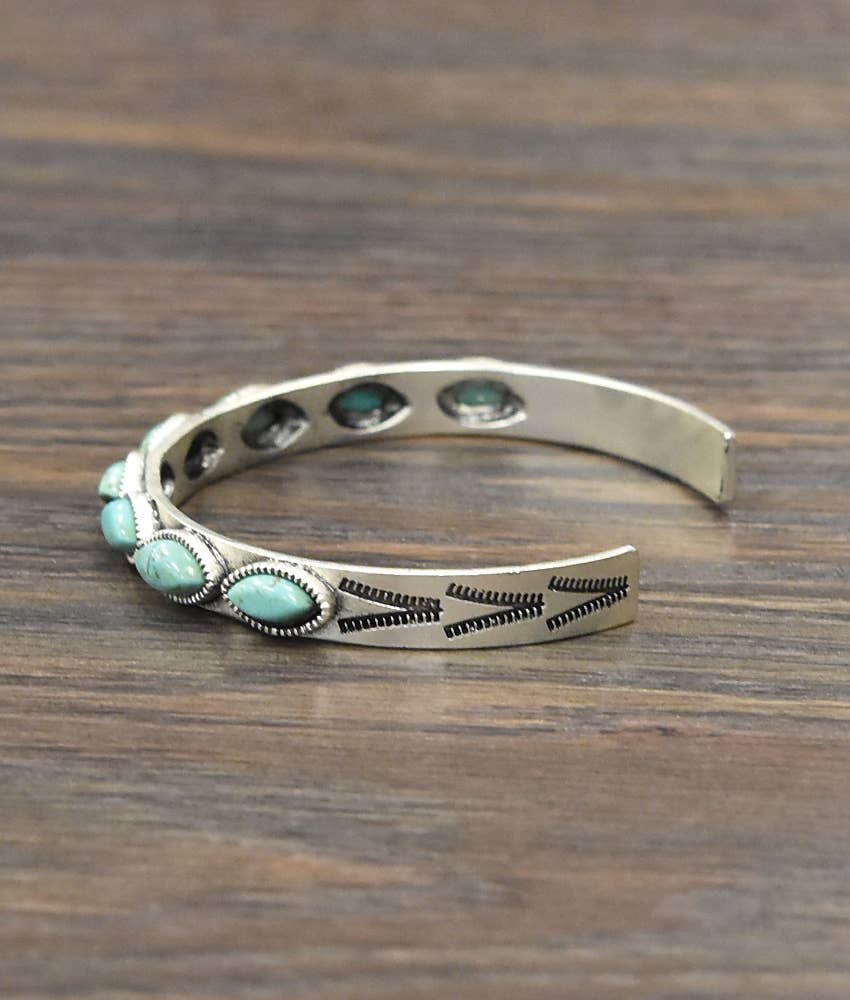 Sideway Oval Turquoise Cuff